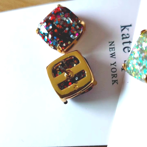 NWT Kate Spade Small Square Glitter Studs Earrings - Picture 5 of 11